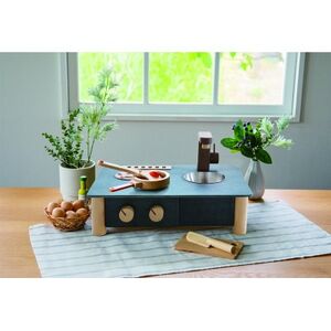 東郷町公式キャラクター【トッピィ】ロゴ入りインテリアになじむ日本製ままごとキッチン -すみいろ-【1605382】