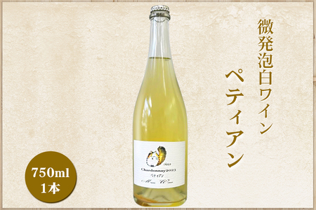 微発泡白ワイン Chardonnay2023 ペティアン 750ml (1本)｜ワイン スパークリング シャルドネ 無添加 無濾過 国産 日本ワイン 愛知県 東浦町 [0701]