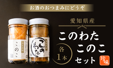 このわた このこ セット 80g × 各 1本 ナマコ 塩辛 珍味 海の幸 海鮮 魚介 瓶 ご飯 ごはん つまみ おかず 酒 冷凍 愛知県 南知多町 人気 おすすめ 【離島不可】