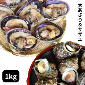 海鮮バーベキューセット1kg(大あさり500g＆サザエ500g)大アサリ専用だし醤油付き [配送不可地域：離島] 