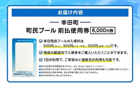 町民プール 前払使用券 （6,000円券） 1枚 利用券 プール チケット ウォータースライダー