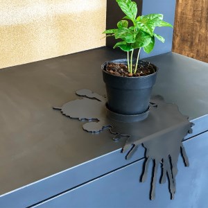 GRAVIRoN Splash ブックエンド (黒皮鉄) ブックスタンド 金属製 おしゃれ モダン