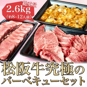 松阪牛 バーベキュー セット 2.6kg(盛り合わせ500g×2 ホルモン500g×2 牛タン300g×2) 牛肉 松阪牛 高級 和牛 焼肉 BBQ 牛 松阪牛肉 ブランド牛 黒毛和牛 松阪 人気 自宅用 グルメ お取り寄せ 日本三大和牛 誕生日