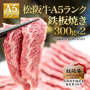 【1/5以降順次発送】松阪牛 A5 鉄板焼き(300g×2) 牛肉 松阪牛 高級 和牛 