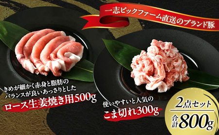 一志ピックファーム直送 一志SPポーク 生姜焼き用セット [ ロース 生姜焼き用500g こま切れ300g 焼肉 炒め物 お弁当 国産 真空パック 冷凍 ] お肉 豚肉 