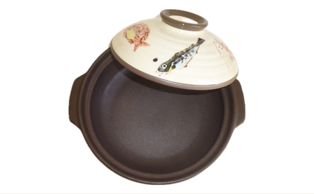 【萬古焼（ばんこやき）】おさかなさんセラミック加工 8号 IH 土鍋