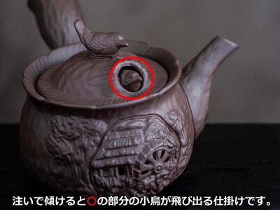 萬古焼【ばんこやき】 1.5号 鳥 飛び出し 萬古急須