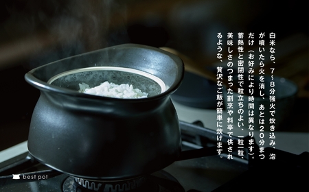 best pot（ベストポット）16cm　アッシュグレー　［モラトゥーラ　四日市萬古焼　ばんこやき　鍋　省エネ　耐久性　人気　メディア 　ごはんがおいしい 使いやすい　時短　人気割烹愛用　無水調理　耐熱調理　蓄熱調理　節約　シチュー　米　ごはん　旨み　うまみ］