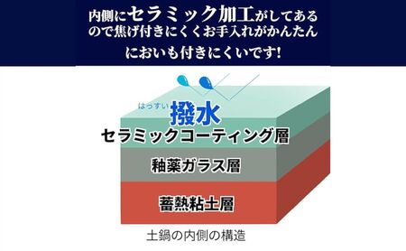 【萬古焼（ばんこやき）】三島土鍋8号 セラミックコーティング加工 内山製陶所 【土鍋 2～3人用 セラミック 直火用 電子レンジ対応 お手入れ簡単 食洗器対応 三重県 三重 四日市市 四日市 四日市市ふるさと納税 四日市ふるさと納税】