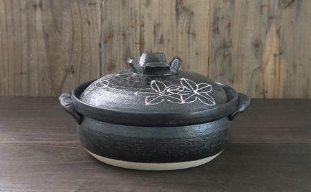 【萬古焼（ばんこやき）】一珍フラワー 8号セラミック加工IH直火両用土鍋　スズ木【2～3人用 IH可 直火可 鍋 土鍋 8号 セラミック キッチン雑貨 三重県 四日市市】