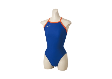 ミズノ　㉗競泳練習水着EXER SUITS（ウィメンズミディアムカット）ブルー×オレンジ　サイズ：XL