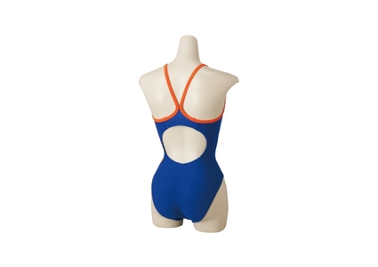 ミズノ　㉗競泳練習水着EXER SUITS（ウィメンズミディアムカット）ブルー×オレンジ　サイズ：XL