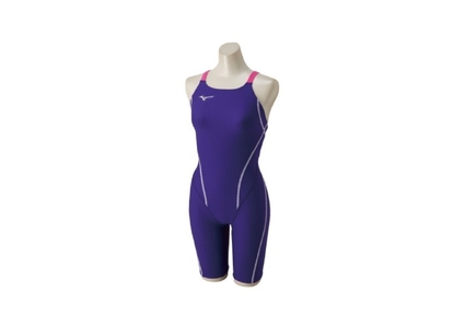 ミズノ　㉙競泳練習水着EXER SUITS（ウィメンズハーフスーツ）バイオレット×ローズ　サイズ：XL 