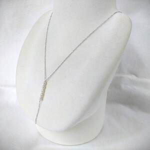 1651　淡水本真珠ネックレス・Y字5珠　　淡水本真珠 淡水真珠 ベビーパール ベビーパールネックレス Y字ネックレス エレガントなアクセサリー シンプルデザインネックレス 真珠ネックレス オリジナルネックレス ご褒美 誕生日プレゼント 贈り物 母の日 卒業式