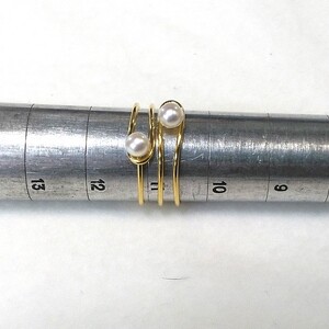 1792 リング・ダブルパール（ボタン）金色 真珠 指輪 アクセサリー 母の日のプレゼント キュートなリング カジュアルアクセサリー 装飾品 オシャレアイテム クリスマスプレゼント 淡水パール 愉しい贈り物 ポピュラーアクセサリー 自分へのご褒美 ピッタリフィット