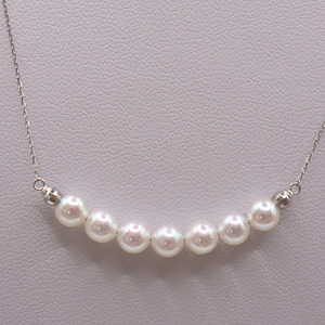 1846 Pt850 あこや本真珠7個付き 4.5～5.0mm ペンダントネックレス