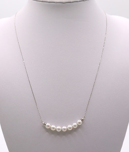 1846 Pt850 あこや本真珠7個付き 4.5～5.0mm ペンダントネックレス