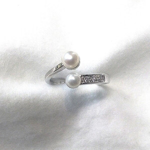 1922 リング・ツイン（淡水本真珠・ボタン）SV製 リング 真珠の指輪 ファッションリング シルバー製リング 淡水真珠 母の日プレゼント 結婚記念日ギフト 自分へのご褒美 カジュアルアクセサリー フリーサイズ クリスマスプレゼント キュートアクセサリー 誕生日プレゼント