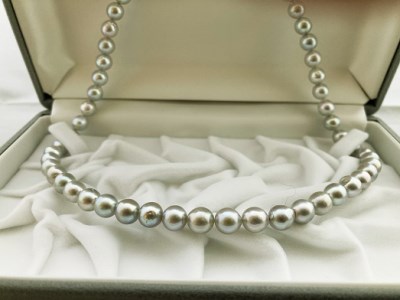 1183 アコヤ真珠ブルーグレー ネックレス　アコヤ真珠 ブルーグレー ネックレス フォーマル カジュアル 葬式 葬儀 冠婚葬祭 人気 セカンドパール バロック ４０代 ５０代 ６０代 伊勢志摩