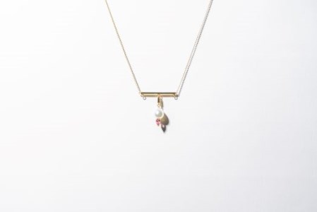 1261 【mini bar】K18YGアコヤホワイトパールピンクトルマリンネックレス　真珠 アコヤ真珠 南洋真珠 パール 宝石 ジュエリー アクセサリー 伊勢志摩 伊勢市 ギフト 贈り物 フォーマル 普段使い 入学式 卒業式 結婚式