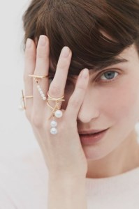 1264 【line】K18YGベビーパール4ドロップリング　真珠 アコヤ真珠 南洋真珠 パール 宝石 ジュエリー アクセサリー 伊勢志摩 伊勢市 ギフト 贈り物 フォーマル 普段使い 入学式 卒業式 結婚式