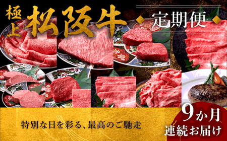極上松阪牛定期便 贅沢コース【定期便9か月】( ヒレ シャトーブリアン サーロイン 赤身 すき焼き しゃぶしゃぶ ステーキ ハンバーグ ） 【30-24】30-24