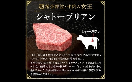 松阪牛 A5 シャトーブリアンステーキ 240g(120g×2枚) 牛肉 ステーキ【4.8-3】