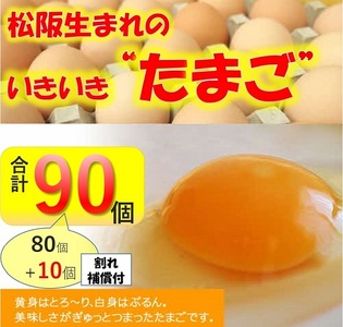 【卵】松阪うまれのいきいきたまご（90個入り（割れ補償含む））【1.2-9】