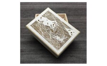 伊勢型紙文様の宝箱＜波にうさぎ＞収納　卓上整理