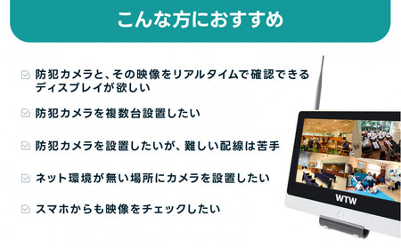 Par12インチ液晶一体型録画装置2TB&監視・防犯カメラ1台セット 300万画素 屋外