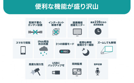 Par16インチ液晶録画装置2TB&300万画素屋外防犯カメラ2台セット