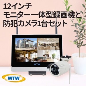 Par 12インチ液晶一体型録画装置1TB＆監視・防犯カメラ1台セット 300万