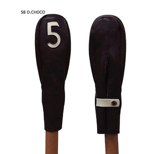 木の庄帆布 公式 フェアウェイウッドヘッドカバー 国産レザー1枚仕立 5FW KinoshoTRANSIT　K-KHG-W-5F01M-（C/#58 Dチョコ / ホワイト）　ゴルフ ヘッドカバー 国産 レザー