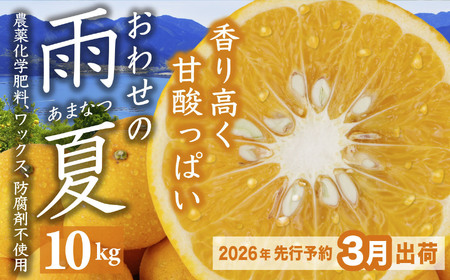【先行予約 3月出荷】 おわせの雨夏(あまなつ) 10kg 無農薬 ワックス・防腐剤不使用 木成り 完熟 甘夏 ギフト 贈答 日用 でも使える 三重 尾鷲 の 柑橘 特産品 TK-15