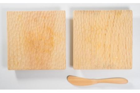 バターナイフ＆パン皿 ２枚セット【尾鷲ヒノキ製】　EB-4