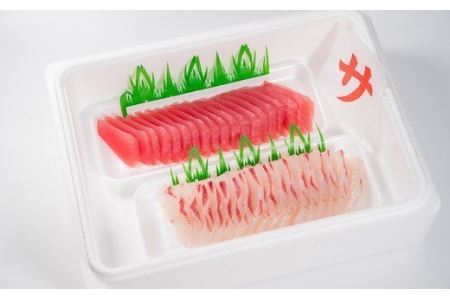 お刺身盛り合わせ 赤身 ビンチョウ キハダ メバチ 白身 タイ カンパチ カット済み２魚種セット さしみ 盛合せ　HA-28