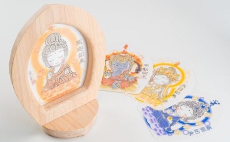 かわゆし額縁 ＆ 仏画カード ４枚セット【尾鷲ヒノキ製】 SU-1