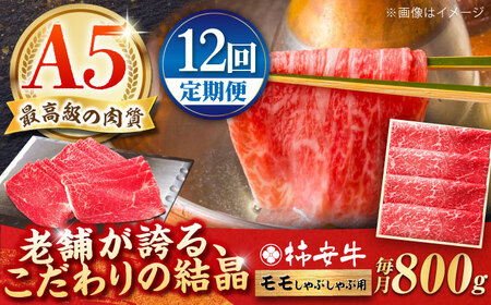 【12回定期便】最高級A5等級 三重県産 黒毛和牛 柿安牛 モモ 800g / 国産牛 ブランド牛 牛肉 冷蔵 / 亀山市 / 柿安本店 [AMBW014]