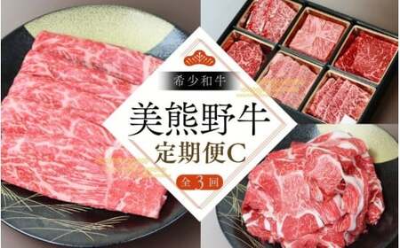 【3回定期便C】牛肉 美熊野牛 牛肉定期便【okad-tkb0013】