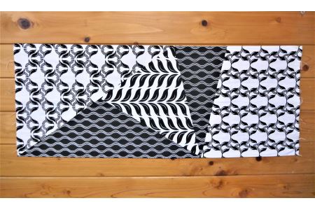 熊野の神様のお使い八咫烏の手拭！【熊野の黒：三つ組みヤタガラス】【kmkn0059】