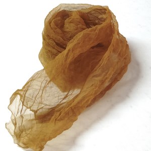 熊野番茶染め　シルクオーガンジースカーフ　金茶色（ミョウバン媒染）【mrm0110】