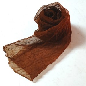 熊野番茶染め　シルクオーガンジースカーフ　こげ茶色（銅媒染）【mrm0111】