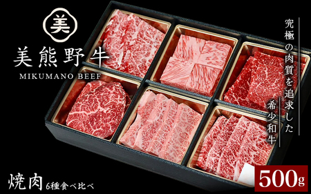牛肉 美熊野牛 食べ比べ6種 焼肉セット 500g【okad0008】