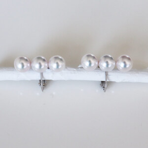 真珠 イヤリング 6.5~7ミリ 3粒ラインパール シルバー あこや 本真珠 伊勢志摩 志摩 志摩産 アクセサリー ギフト パール / 志摩産 あこや真珠 6.5-7ミリ 3粒ラインパール シルバーイヤリング