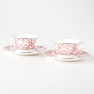 カップ ティーカップ コーヒーカップ ソーサー ピンク 食器 紅茶 コーヒー ボーンチャイナ  おしゃれ ギフト プレゼント 三重 伊勢志摩 志摩 ペアティー・コーヒーセット（ピンク） 【ミラノビアンカ】