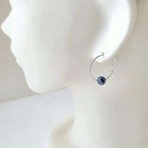 【ブルー系】 ピアス パールフープピアス K10WG