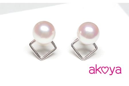 【063-01】akoya ちいさなスクエアピアス(K14WG)