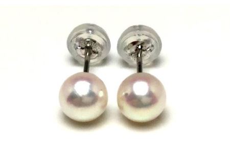 【025-02】老舗の真珠専門店・高品質アコヤ真珠ピアス5.0～5.5ミリ(K14WG)