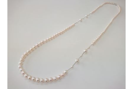 志摩産アコヤ真珠 K14WG 玉入りネックレス