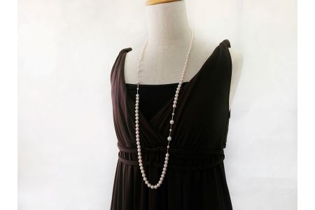 志摩産アコヤ真珠 K14WG 玉入りネックレス